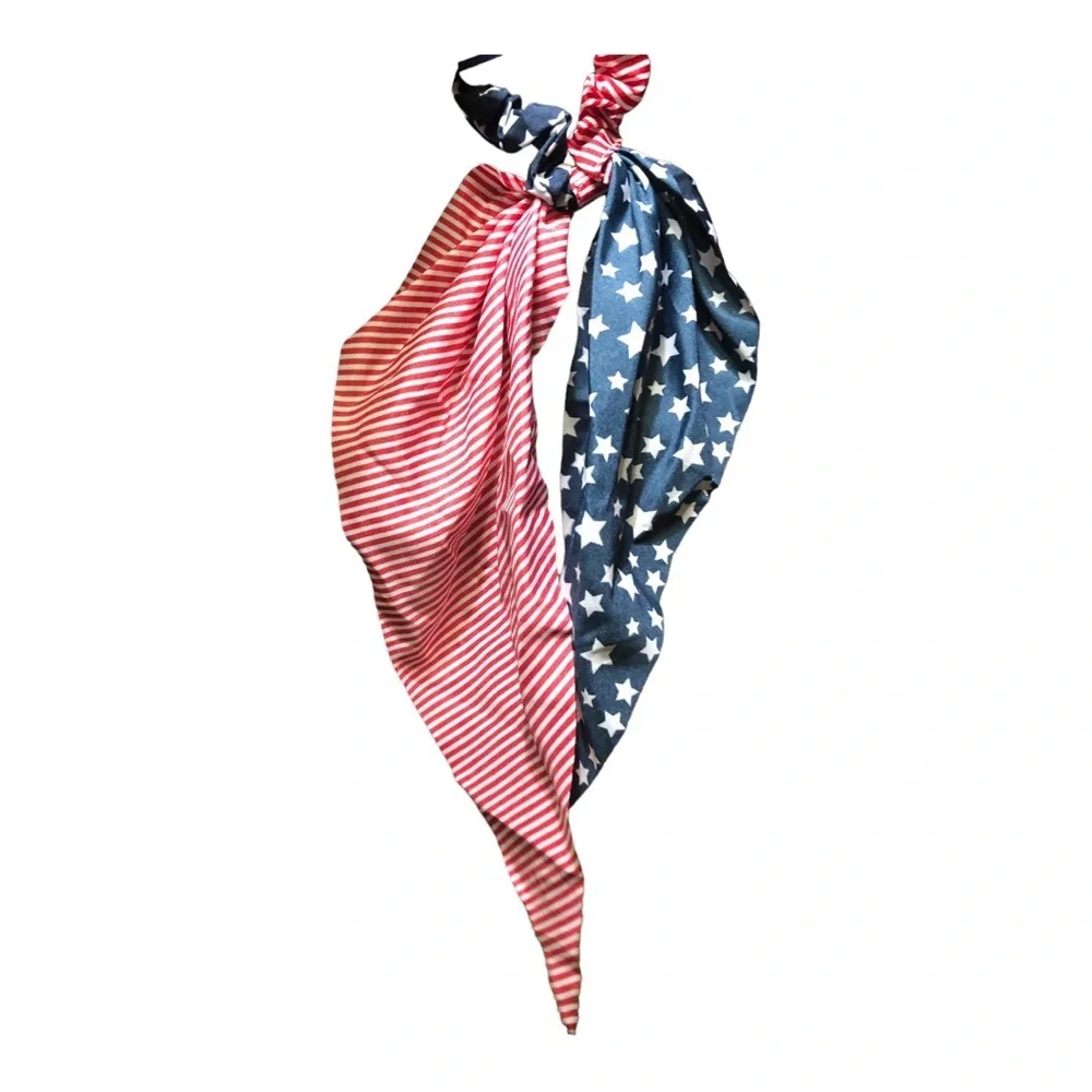 3pack patriotic American stars & strips red white &‎ blue hair scrunchies new